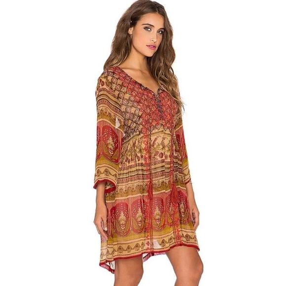 REVOLVE Dresses & Skirts - RAGA x Revolve Athena Tunic Mini Dress Embroidered Sheer Fall Floral Size Small